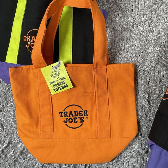 Trader Joe's Trick Or Treat 10 Mini Canvas Tote Bags Halloween Limited Edition - Picture 2 of 5